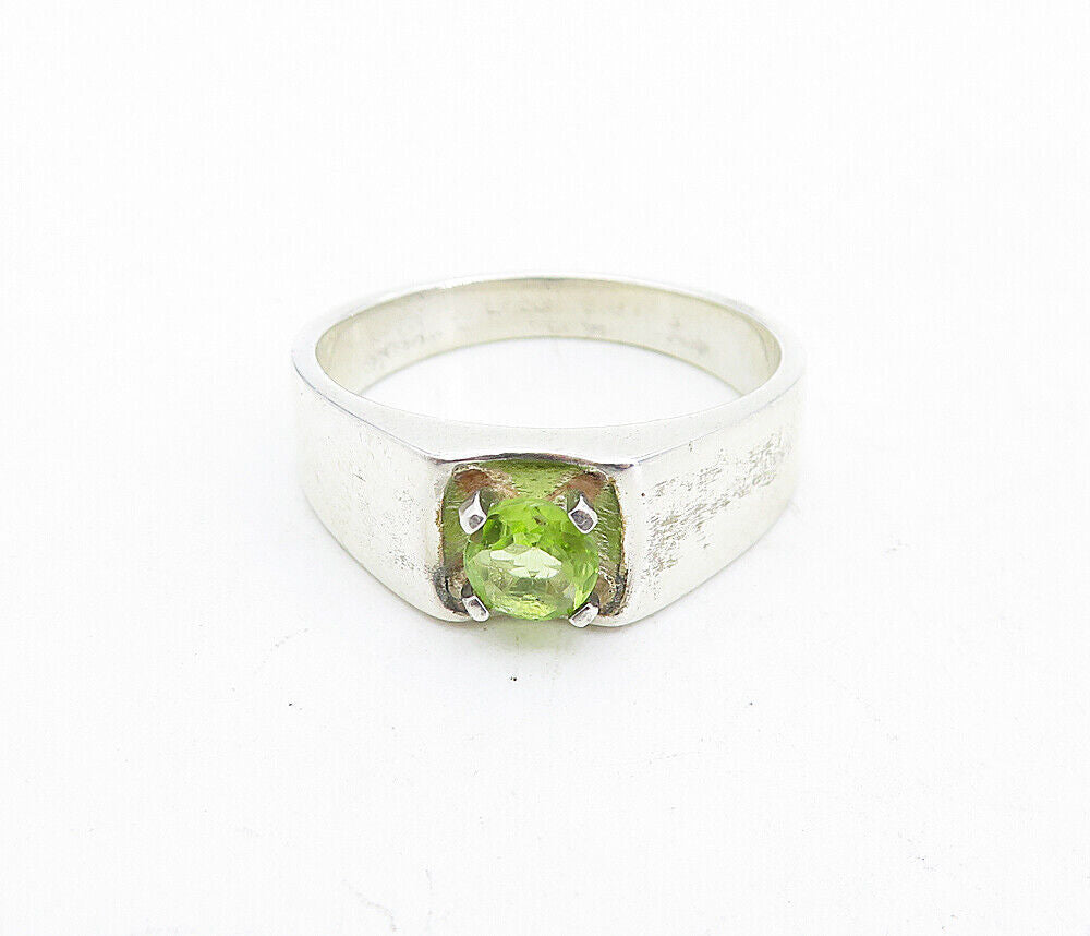 925 Sterling Silver  Prong Set Peridot Shiny Solitaire Ring Sz 10  RG5665
