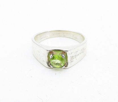 925 Sterling Silver  Prong Set Peridot Shiny Solitaire Ring Sz 10  RG5665