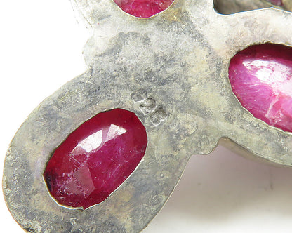 925 Sterling Silver  Vintage Faceted Ruby Shiny Cable Chain Necklace  NE2967