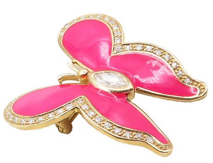 UTC 925 Sterling Silver  Cubic Zirconia Enamel Butterfly Brooch Pin  BP4081
