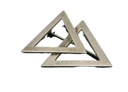MEXICO 925 Sterling Silver  Vintage Open Triangles Smooth Brooch Pin  BP3741