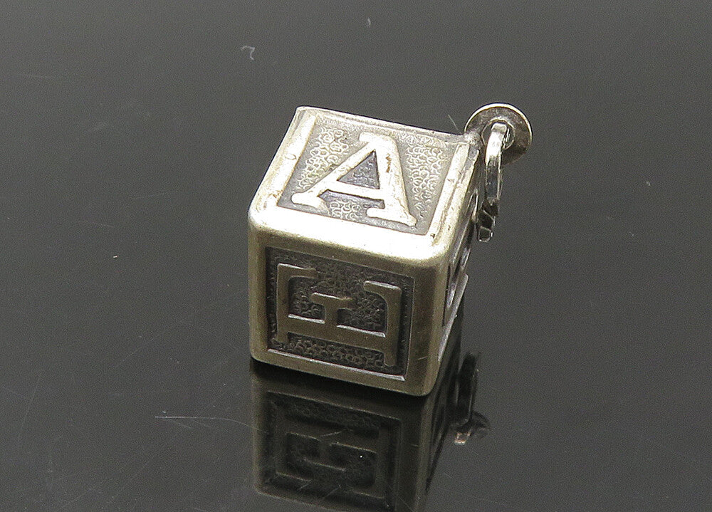 BEAU 925 Sterling Silver   Vintage Baby Alphabet Block Pendant  PT18292