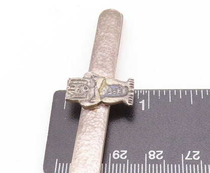 925 Sterling Silver Vintage Tie Clip Dark Tone Carved Trible Man  TR3836