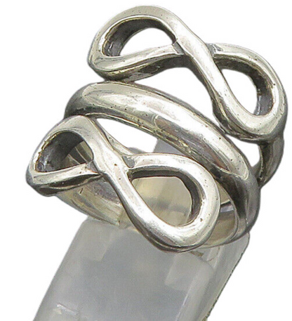925 Sterling Silver   Vintage Shiny Infinity Bypass Band Ring Sz 8.5  RG23404