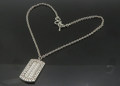 LOIS HILL 925 Silver  Vintage Shiny Woven Swirl Border Chain Necklace  NE3519