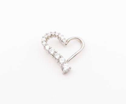 925 Sterling Silver  Vintage Shiny Cubic Zirconia Love Heart Pendant  PT16428