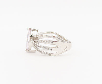 925 Sterling Silver Vintage Ring Marquis Cut Multi Split Band CZ Sz 7.5  RG27915