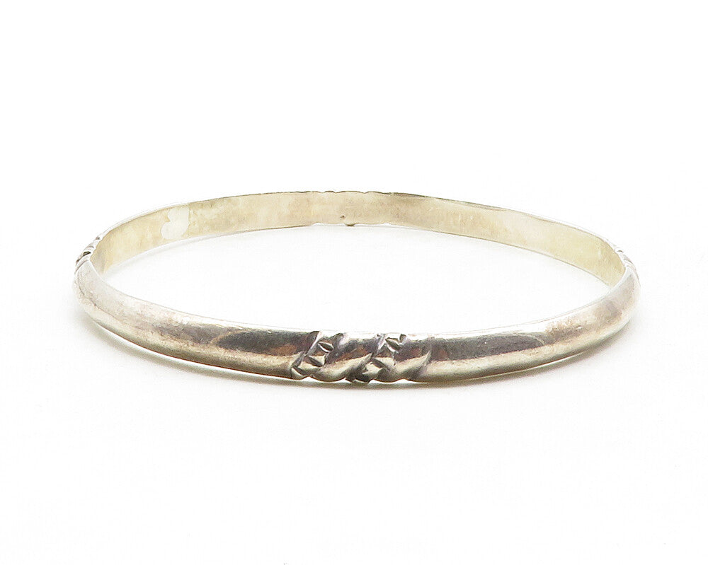 TAXCO MEXICO 925 Silver  Vintage Etched Detail Round Bangle Bracelet  BT4921