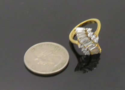 925 Sterling Silver  Vintage Cubic Zirconia Gold Plated Band Ring Sz 6 RG20637