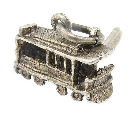 925 Sterling Silver  Vintage Petite San Francisco Trolley Car Pendant  PT9055