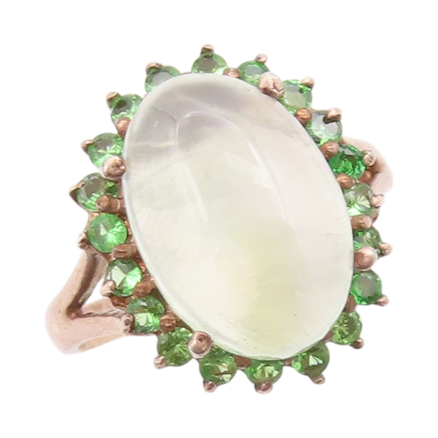 925 Sterling Silver Vintage Ring Gold Plated Gemstone & Green CZ  Sz 7  RG31752