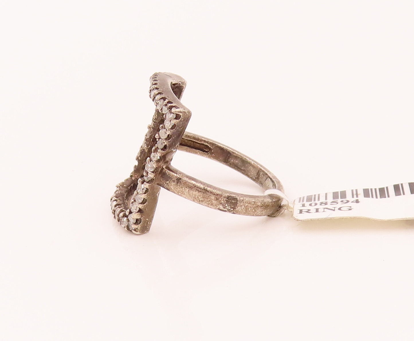 925 Sterling Silver Vintage Minimalist Diamond Square Shape Ring Sz 6.5  RG26588