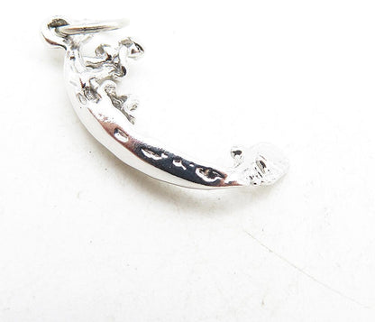 925 Sterling Silver  Vintage Petite Shiny Gondola Boat Motif Pendant  PT6840