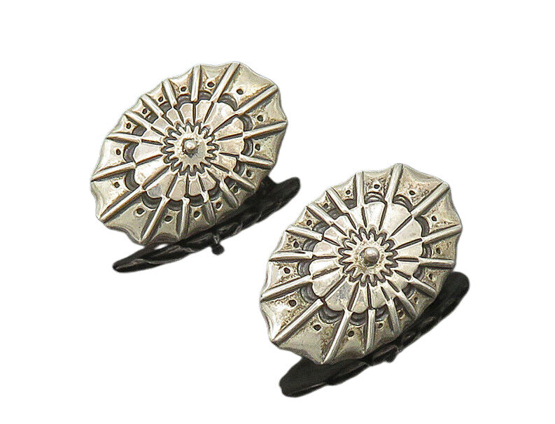 AMBER GETCO 925 Sterling Silver  Vintage Floral Motif Drop Earrings  EG8905