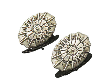 AMBER GETCO 925 Sterling Silver  Vintage Floral Motif Drop Earrings  EG8905