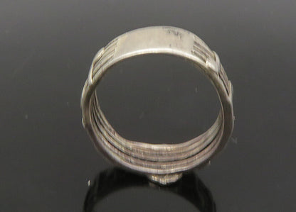 925 Sterling Silver  Vintage Music Notes Motif Band Ring Sz 7  RG22704