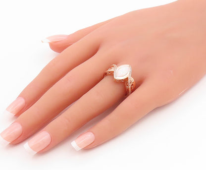 925 Sterling Silver Vintage Ring Gold Plated Fire Opal & CZ Band  Sz 8  RG35717