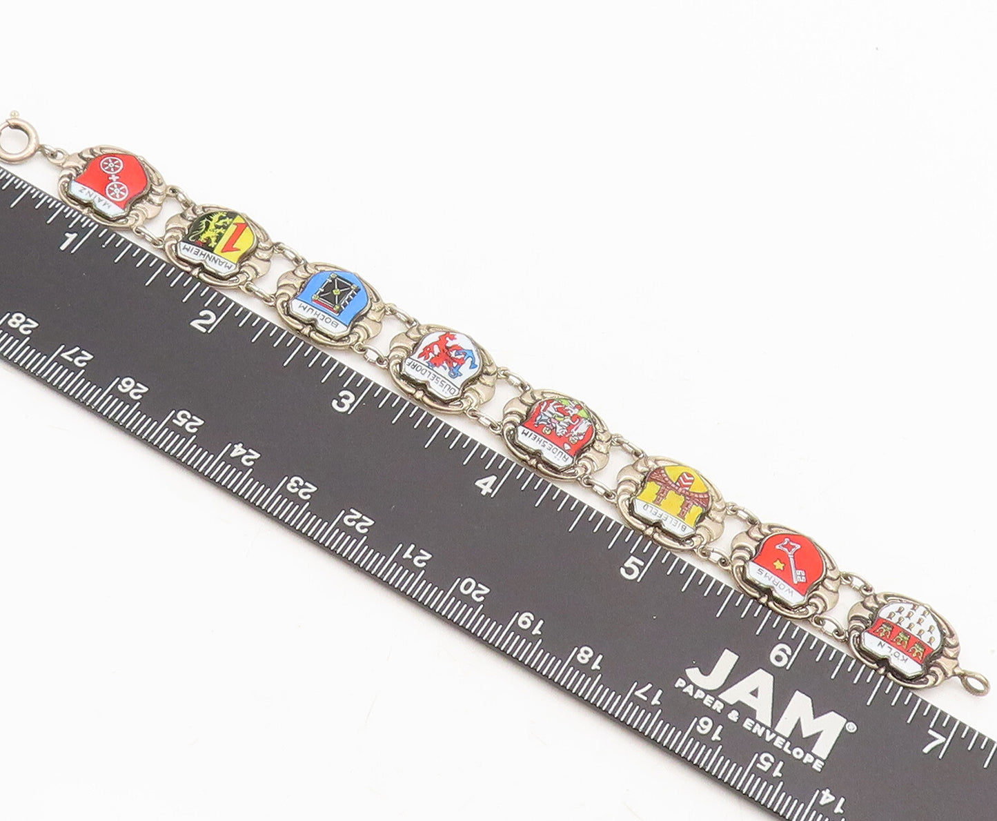 925 Sterling Silver Vintage Bracelet Enamel European Football Club Flag BT10235