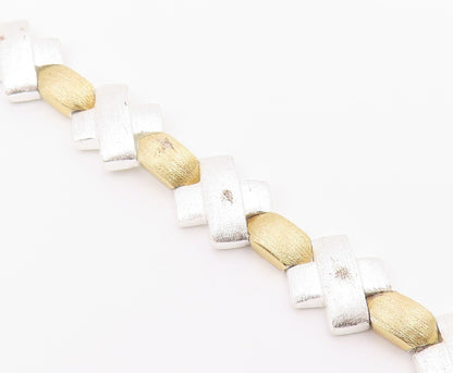 925 Sterling Silver  Shiny Two Tone X Link Matte Chain Bracelet  BT5067