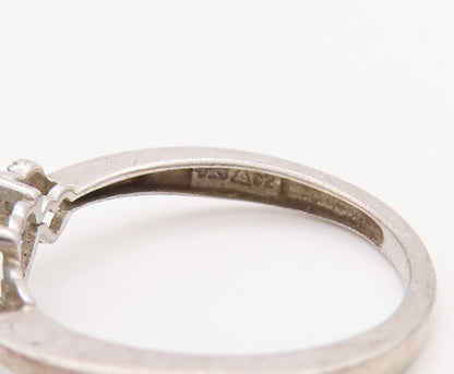 925 Sterling Silver Vintage Ring Designer Heart Cut Two Tone Topz  Sz 7  RG28964