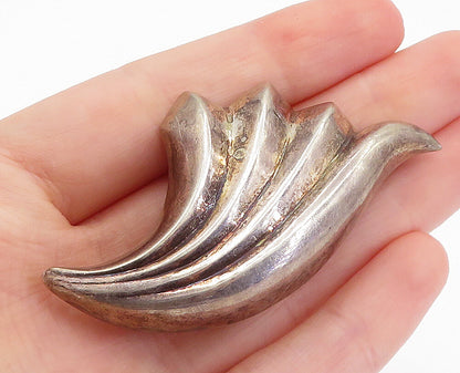 925 Sterling Silver  Vintage Dark Tone Hollow Fluted Design Brooch Pin  BP2429