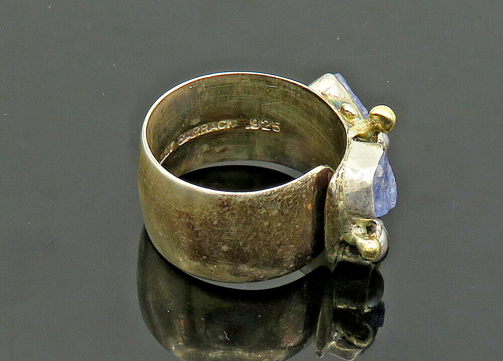 LILLY BARRACK 925 Silver & 14K GOLD  Vintage Tanzanite Band Ring Sz 8  RG20013