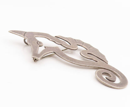 925 Sterling Silver Vintage Brooch Pin MEXICO Etched Seahorse Cutout  BP12351