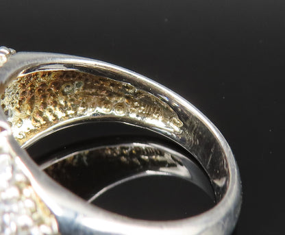 925 Sterling Silver  Vintage Sparkly Blue & White Topaz Ring Sz 7  RG25389