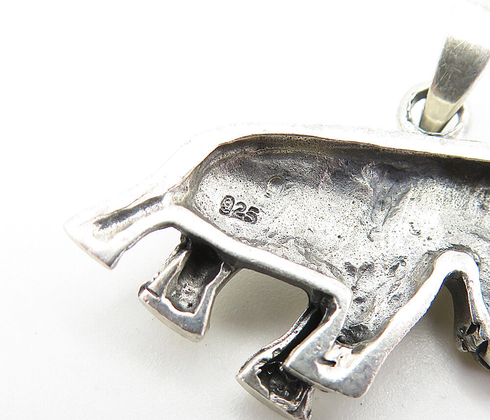 925 Sterling Silver  Vintage Petite Elephant Motif Drop Pendant  PT5608