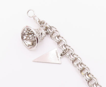 925 Sterling Silver  Vintage P.S. Dupont High Charm Chain Bracelet  BT3787