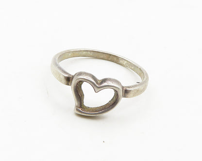 925 Sterling Silver  Vintage Open Love Heart Smooth Band Ring Sz 8.5  RG19233
