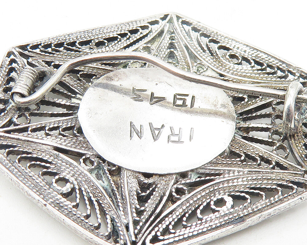 925 Sterling Silver  Vintage Antique Mother Filigree Detail Brooch Pin  BP4302