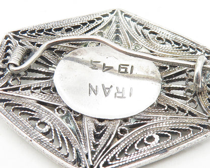 925 Sterling Silver  Vintage Antique Mother Filigree Detail Brooch Pin  BP4302