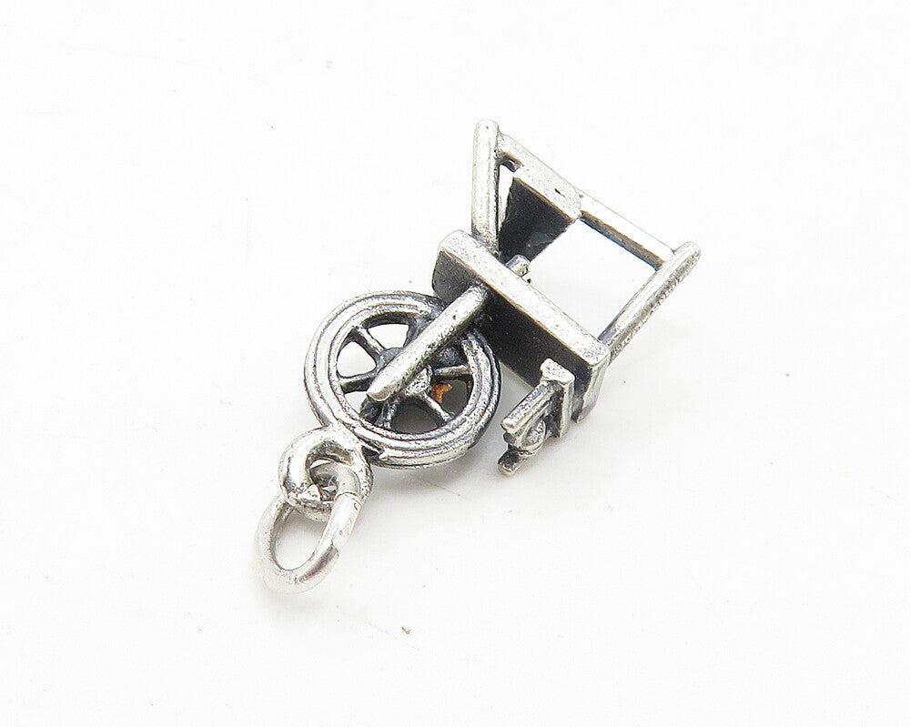 925 Sterling Silver  Vintage Petite Cotton Wheel Motif Drop Pendant  PT7978
