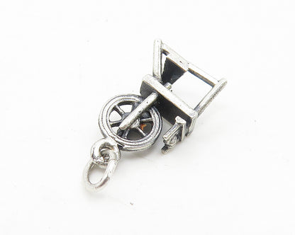 925 Sterling Silver  Vintage Petite Cotton Wheel Motif Drop Pendant  PT7978