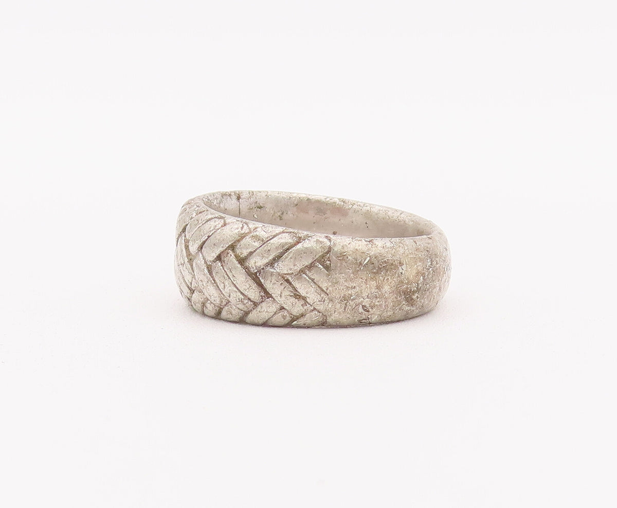 925 Sterling Silver Vintage Ring Solid Carved Woven Threads  Sz 10  RG28049