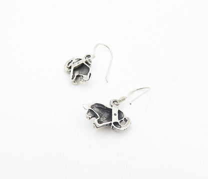 925 Sterling Silver  Vintage Shiny Petite Elephant Dangle Earrings  EG3342
