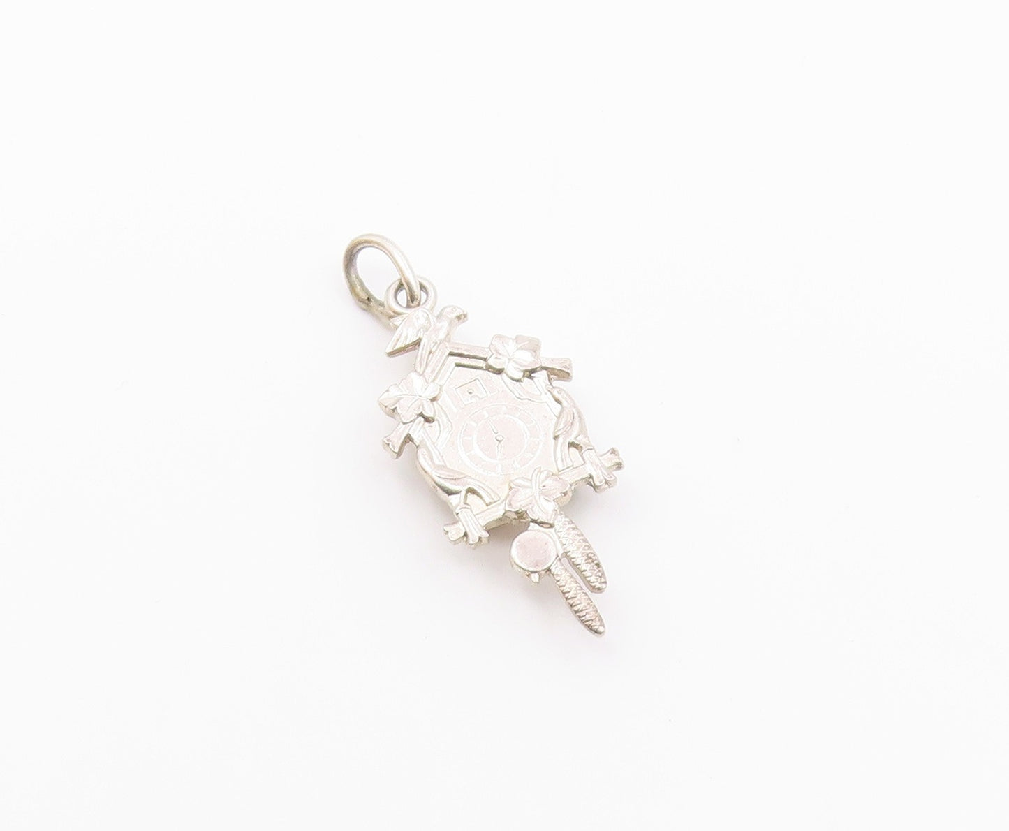 925 Sterling Silver  Vintage Shiny Cuckoo Clock Motif Pendant  PT17514