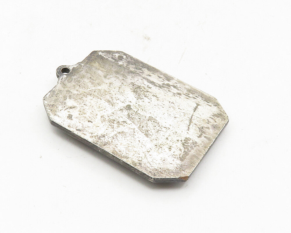 925 Sterling Silver  Vintage Antique Oxidized Runner Medallion Pendant  PT7670