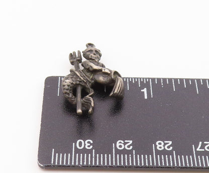 925 Sterling Silver  Vintage Oxidized Aquarius Symbol Zodiac Pendant  PT18652
