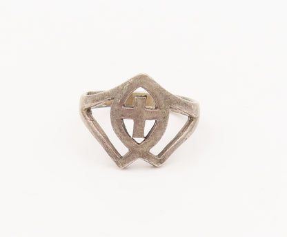 925 Sterling Silver Vintage Minimalist Split Shank Cutout Ring Sz 8.5 RG26790