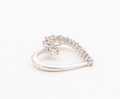 925 Sterling Silver  Shiny Genuine Diamonds Open Love Heart Pendant  PT10967