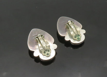 REVE 925 Silver  Vintage Onyx & Mother Of Pearl Non  Pierce Earrings  EG10289
