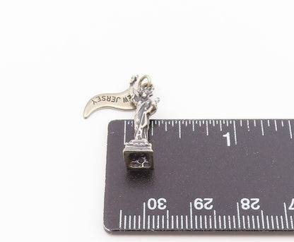 925 Sterling Silver  Vintage Statue Of Liberty New Jersey Pendant  PT18375
