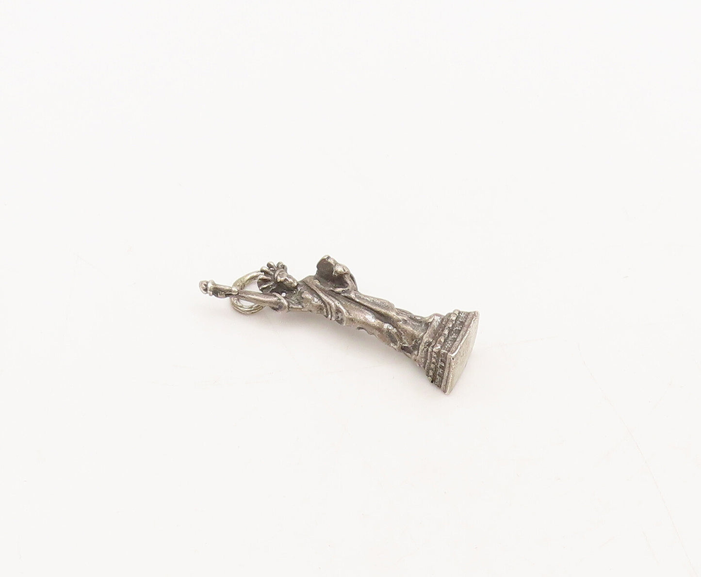 925 Sterling Silver Vintage Pendant Mini Solid Carved Statue Of Liberty  PT22589
