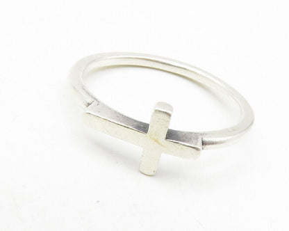 AVERY 925 Sterling Silver  Vintage Religious Cross Band Ring Sz 7.5  RG12721