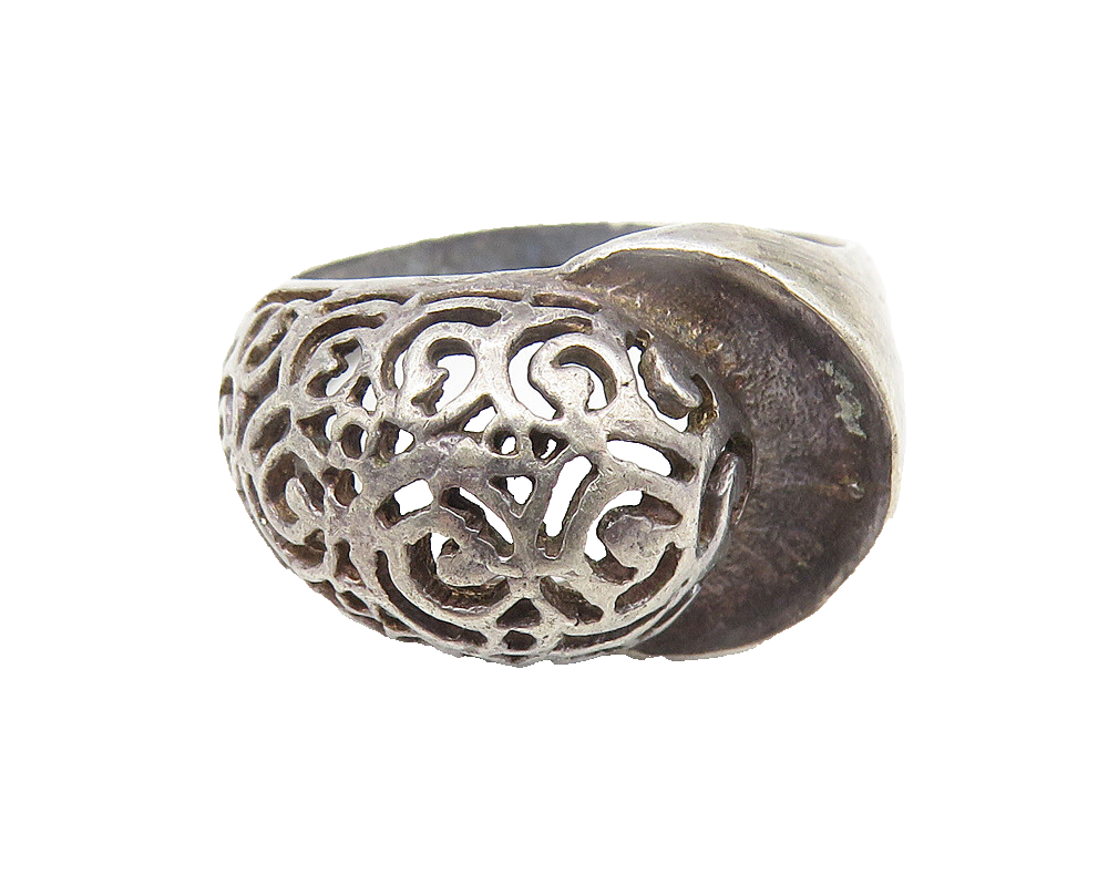 925 Sterling Silver  Vintage Swirl Pattern Dark Tone Band Ring Sz 5  RG10928