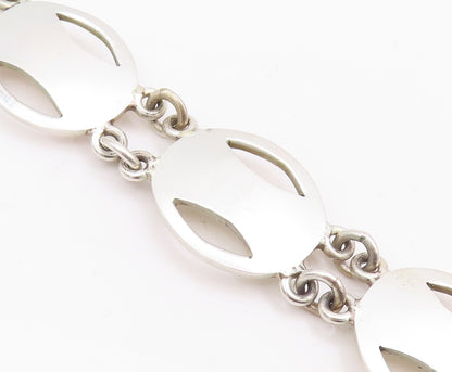 925 Sterling Silver Vintage Bracelet MEXICO Minimalist Oval Cutout Links BT10515