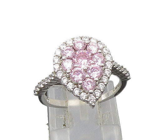 925 Sterling Silver  Vintage Pink Cubic Zirconia Band Ring Sz 6  RG21462