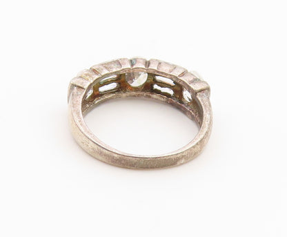 925 Sterling Silver Vintage Ring Modernist CZ Bar Segment Band  Sz 6  RG36848